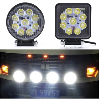 12v-24v 27w led lighting bar กลม เหลี่ยม ไฟติดมอเตอร์ไซค์ รถยนต์ทุกชนิด