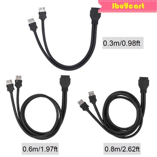 1buycart 0.3/0.6/0.8m USB3.0 19/20PIN Desktop Front Motherboard Panel Mount Cable Data Cables with Fixed Feet Black