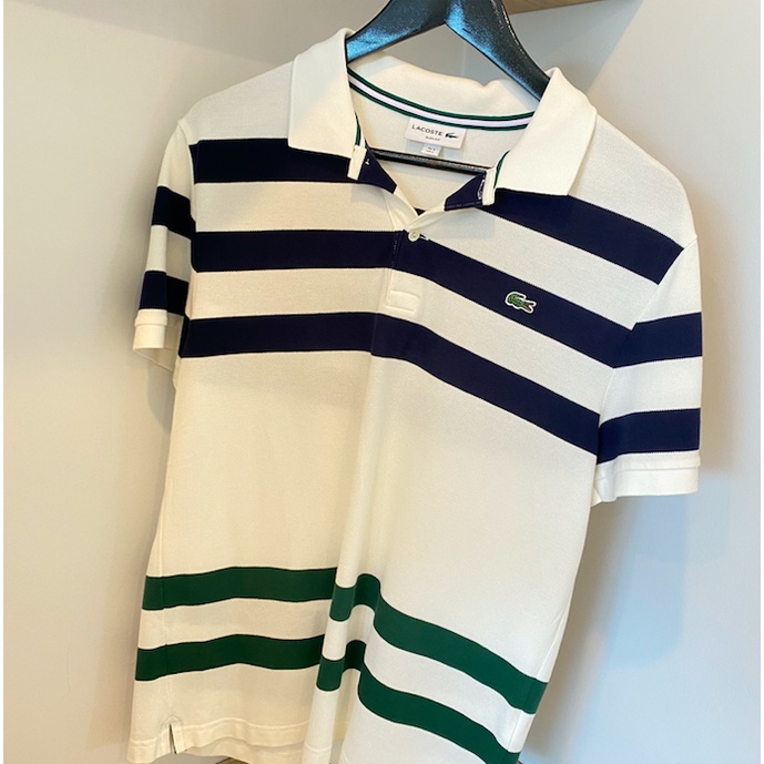 used-like-new-lacoste-polo-stripes-slim-fit-เสื้อโปโล