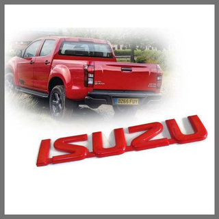 สีแดง​ โลโก้​ ISUZU​ สีแดงติดท้ายรถยนต์​ D-MAX งานส่งศูนย์ อีชูชุราคาดีที่สุด จบในที่เดียว **ครบเครื่องเรืองประดับ**