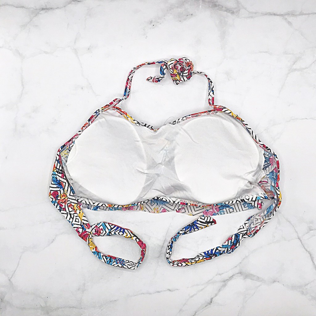 ชุดว่ายน้ำทูพีช-bikini-บิกินี่แบบผูก-สไตล์เกาหลี-สวยๆ-ชุดว่ายนํ้าผญ-ผ้าไลคร่า-ลายกราฟฟิก-beachlife-ไซส์-s