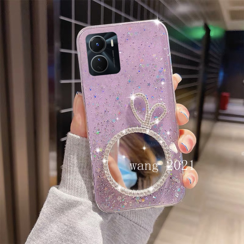 in-stock-2022-new-phone-case-vivo-y16-v25-v25e-v25-pro-5g-y35-2022-y22-y22s-เคส-casing-makeup-mirror-with-crown-fashion-soft-case-back-cover-เคสโทรศัพท