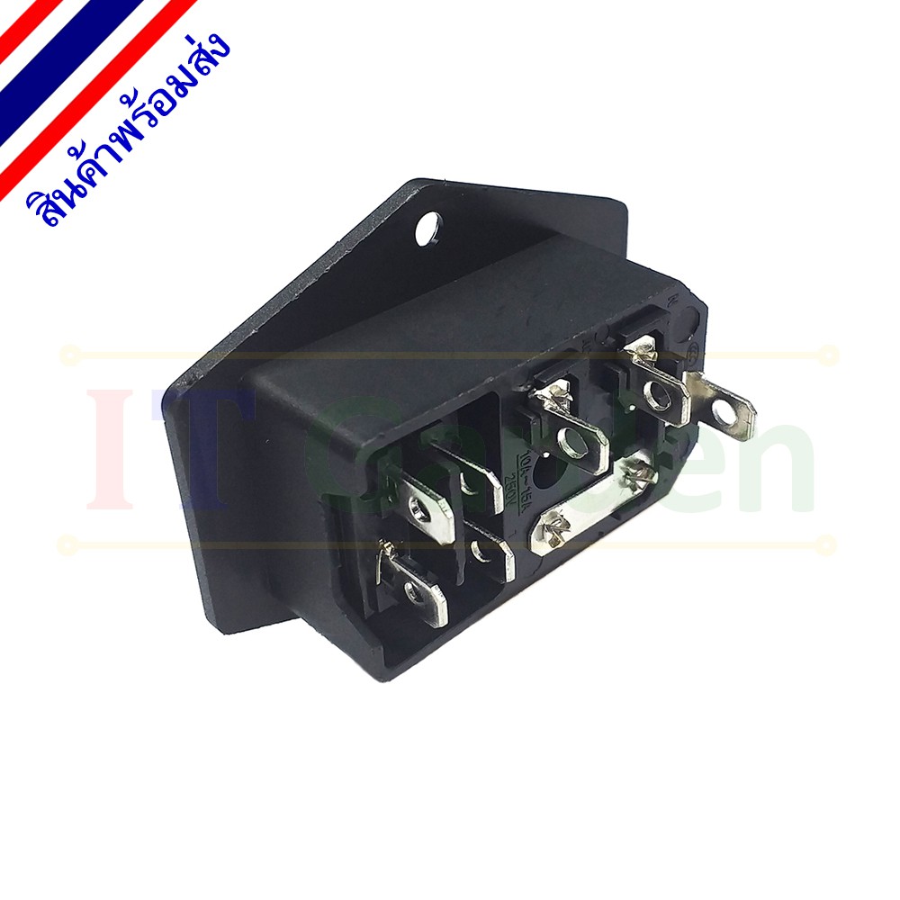 inlet-module-with-neon-lamp-rocker-switch-and-fuse-holder-ac-10a-c14-ช่องรับเต้าเสียบ-ac