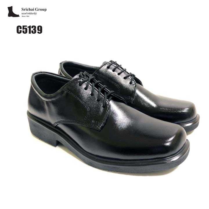 ราคาและรีวิวSrichai Shoes รุ่น C5139 รองเท้าคัทชู หนังวัวแท้ขัดมัน ทรงหัวเหลี่ยม