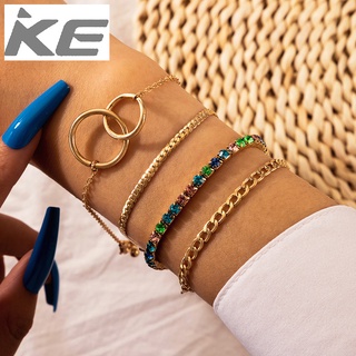 Jewelry Colorful Diamond Chain Bracelet Set Geometric Ring Four Bracelet for girls for women l