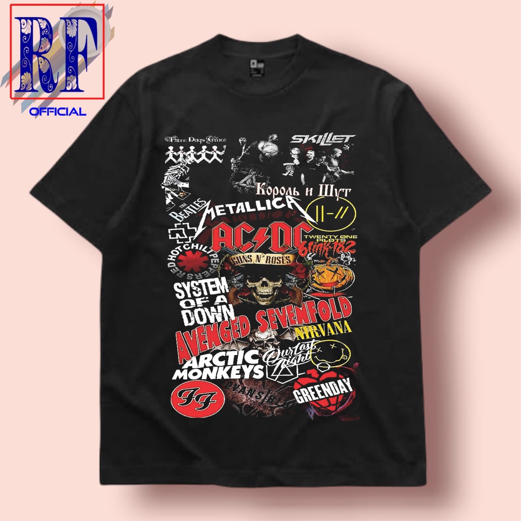 เสื้อยืดโอเวอร์ไซส์เสื้อยืดวงเมทัล-rock-gun-n-roses-metallica-acdc-nirvana-red-hot-chili-peppers-black-syste