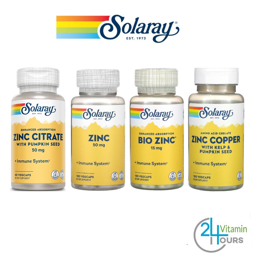 แพคเกจใหม่ ! Solaray , Zinc 50 mg , Bio Zinc 15 mg , Zinc Copper 100