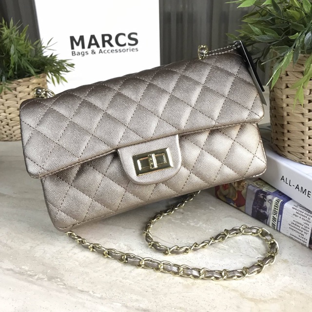 marcs-woman-quilted-chain-should-bag-outlet-สีlight-gold