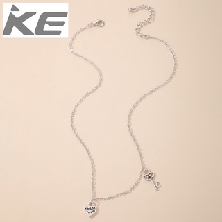Korean temperament simple peach heart love lock key necklace womens short collarbone chain he