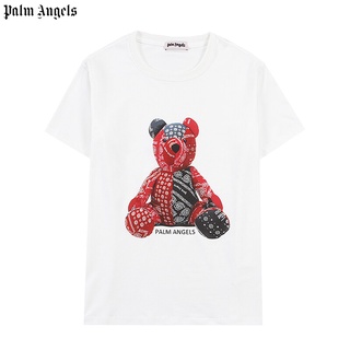 Original Palm Angels T-shirt men and women with the same paragraph bear graffiti personality printing  เสื้อยืดผ้าฝ้าย