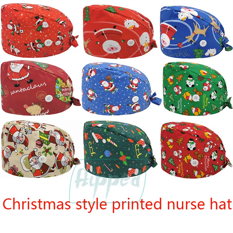 หมวกพยาบาล-แบบผูกเชือก-สามารถปรับได้-เหมาะกับใส่ผ่าตัด-แฟชั่นคริสต์มาส-2023