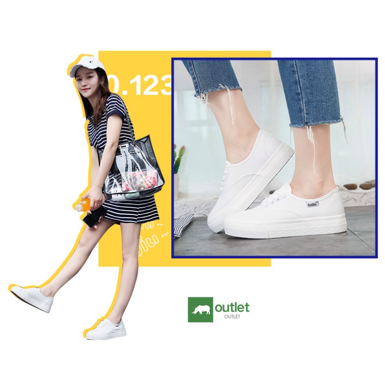 ภาพหน้าปกสินค้าoutlet รุ่นS007 รองเท้าผ้าใบขาวล้วน จากร้าน uboutlet บน Shopee