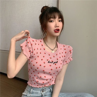 🔥Hot Sale/2022 new Korean version retro floral short-sleeved knitted women all-match sweet top