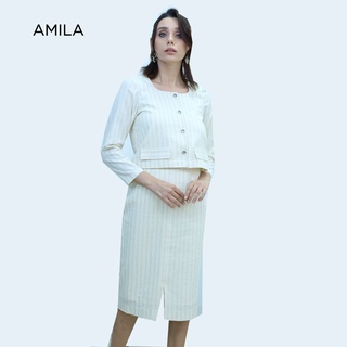 AMILA Blouse AM-B858 Cotton ด๊อบบี้ แขนยาว IGPU22-1