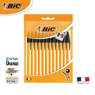 [Official Store] BIC บิ๊ก ปากกา Orange ด้ามส้ม ปากกาลูกลื่น หมึกดำ หัวปากกา 0.7 mm. จำนวน 12 ด้าม