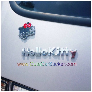 สติ๊กเกอร์ คิตตี้ โลโก้เหล็ก 3D Hello Kitty แบบนูน (หัวคิตตี้+ตัวอักษร) - car decal sticker