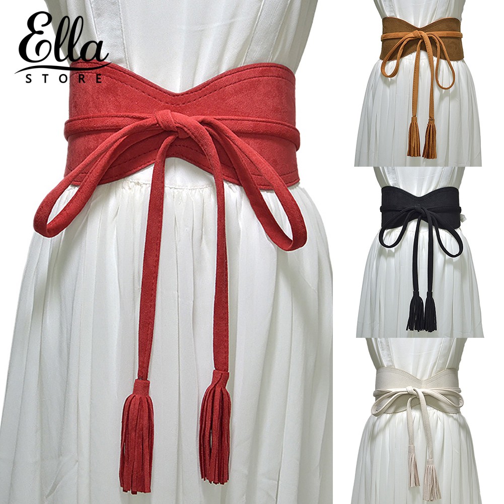 ella-fashion-women-solid-faux-tassel-bow-tie-corset-waistband