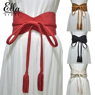 ELLA ® Fashion Women Solid Faux Tassel Bow Tie Corset Waistband