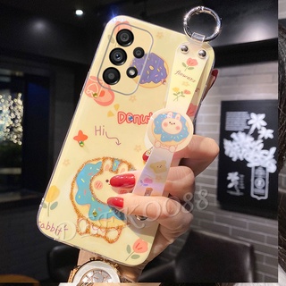 เคส ซัมซุง Samsung Galaxy A13 A23 LTE A73 M33 M23 M22 M32 M52 5G 4G Phone Case with Wristband Bling Softcase Handphone Casing Cute Cartoon Cat Rabbit Back Cover เคสโทรศัพท์ SamsungA73 SamsungA23