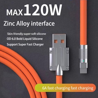 120w 6A Super Fast Charge Type C สายเคเบิลซิลิโคนเหลว ชาร์จเร็ว สายเคเบิล Usb Micro Usb