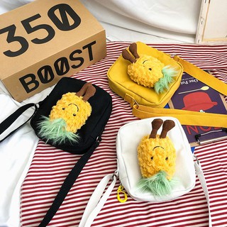 พร้อมส่ง!! กระเป๋าสะพาย Pineapple mini bag ส่งฟรี น้องงง สับปะรดหัวฟู นุ่มนิ่มน่าใช้