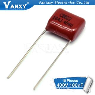 ภาพหน้าปกสินค้า10PCS 400V104J Pitch 10mm 0.1UF 100NF 400V 104 CBB Polypropylene film capacitor ที่เกี่ยวข้อง