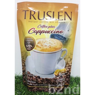 TRUSLEN COFFEE PLUS CAPPUCCINO ทรูสเลน คอฟฟี่ พลัส คาปูชิโน่ กาแฟปรุงสำเร็จชนิดผง 17กรัม (8 ซอง/ห่อ)