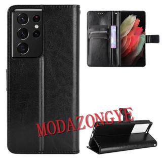 เคสสำ Samsung Galaxy S21 Ultra 5G Case Flip PU Leather Phone Casing Samsung S21 Ultra S21Ultra คสโทรศัพท์มือถือ Back Cover