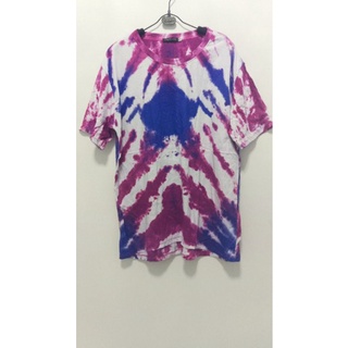 เสื้อยืดแขนสั้น ผ้ามัดย้อมสีชมพูม่วง ซักสีไม่ตกค่ะ