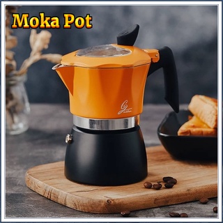 ภาพหน้าปกสินค้า150/300ML Moka Pot กาต้มกาแฟสดพกพา หม้อต้มกาแฟ ทรงแปดเหลี่ยม (ด้ามจับเป็นพลาสติกลายไม้) ที่เกี่ยวข้อง