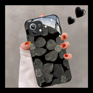 Dmy เคสกระจกนิรภัย สําหรับ xiaomi 11 lite 11T Pro 10T 10s 9 8 POCO X3 NFC X4 F3GT F4GT M3 M4 Pro X3GT X4GT 6 6x Redmi 9T 9A 9C 10C 8 Note 9s 10s 7 11 k40 k30 k20 ผ้าคลุมศิลปิน ลายดอกไม้