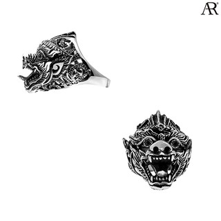 ANGELINO RUFOLO Ring ดีไซน์ Hanuman Head แหวนผู้ชาย Stainless Steel 316L(สแตนเลสสตีล)คุณภาพเยี่ยม สีเงิน