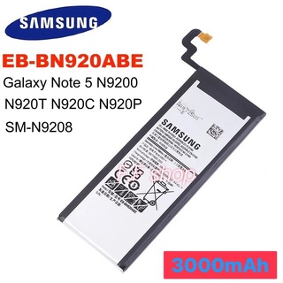 แบตเตอรี่ แท้ Samsung Galaxy Note 5 N9200 N920t N920c Note5 SM-N9208 N9208 3000mAh EB-BN920ABE ประกัน 3 เดือน