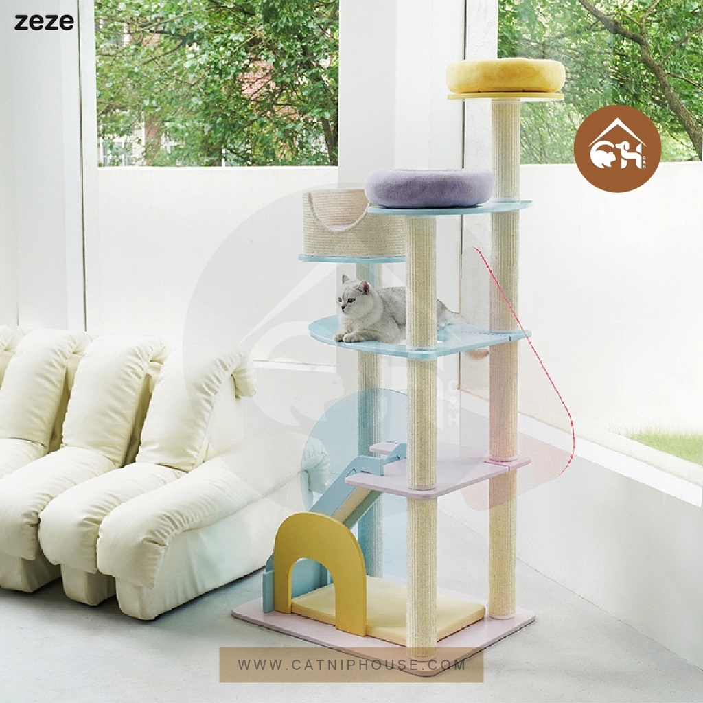 ของแท้-zeze-abstract-cat-furniture-cat-condo-คอนโดแมว-สำหรับไอต้าวสายพาสเทล