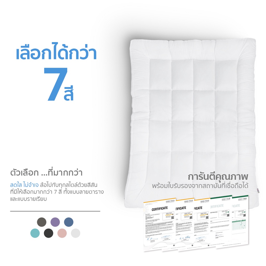 รูปภาพเพิ่มเติมเกี่ยวกับ ibed Topper ท็อปเปอร์รุ่นนุ่มแน่นและรุ่น Extra ทอปเปอร์กันไรฝุ่น หนานุ่ม 3.5ฟุต/5ฟุต/6ฟุต (ลายเรียบ)