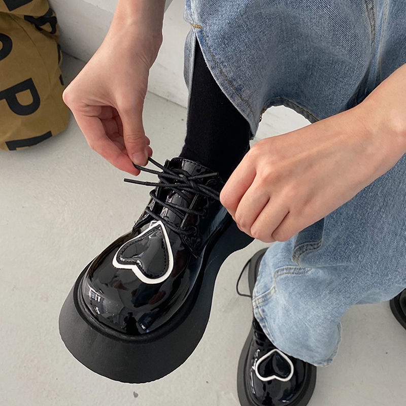 รักนิ้วเท้ากลม-mary-jane-แพลตฟอร์ม-lace-up-รองเท้า