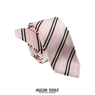 ANGELINO RUFOLO Necktie(NTS-ทาง022,024) เนคไทผ้าไหมทออิตาลี่คุณภาพเยี่ยม ดีไซน์ Stripe สีเลือดหมู/กรมท่า/ชมพู/น้ำตาล