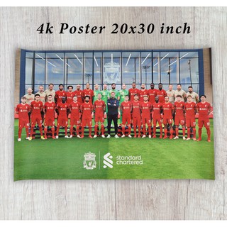 NEW! โปสเตอร์รวมทีม ลิเวอร์พูล 2021/22 ภาพคมชัดใบหนาเกรด A ขนาด 20x30 นิ้ว - Liverpool Squad Photo 2021/2022