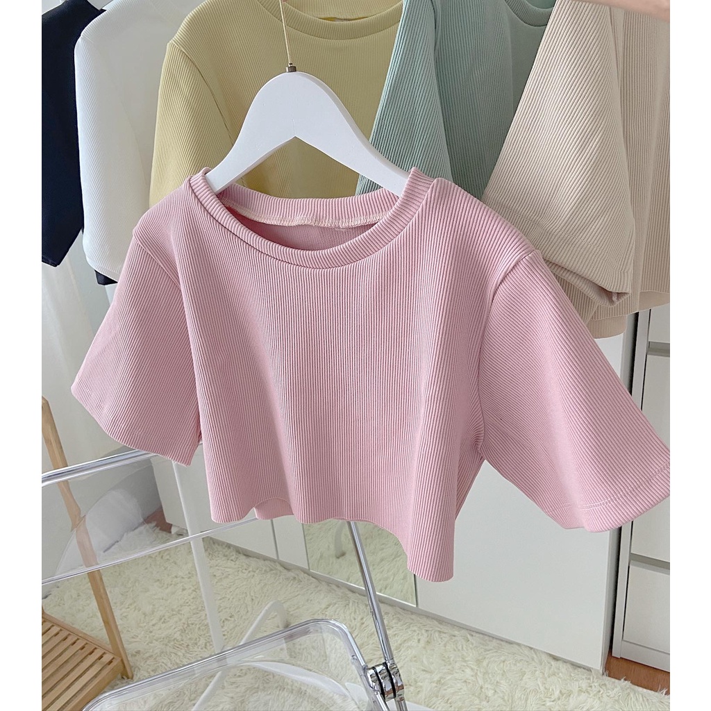 st086-crop-top-เสื้อครอปสีพื้น-เอวลอย-ทรงโอเวอร์ไซส์