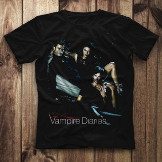 ใหม่ เสื้อยืด ลาย The Vampire Diaries Fknhbc57Npnbde84 สีดํา