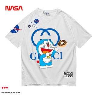 Gucci &amp; NASA &amp; Doraemon Space Street เสื้อยืดลําลอง ผ้าฝ้าย แขนสั้น ระบายอากาศ แห้งเร็ว