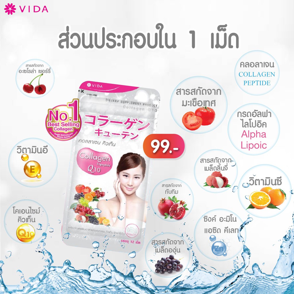 ภาพสินค้าVida Collagen Q10 คอลลาเจน 1 ซอง (12 เม็ด) จากร้าน gluta_thai บน Shopee ภาพที่ 8
