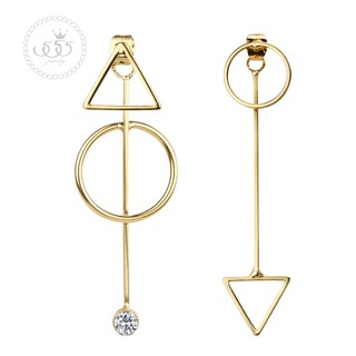 555jewelry ต่างหูสตั๊ด สแตนเลส แบบต่างหูห้อย รูปทรงเรขาคณิต รุ่น MNC-BER012 - ต่างหูผู้หญิง ต่างหูแฟชั่น (BER4)
