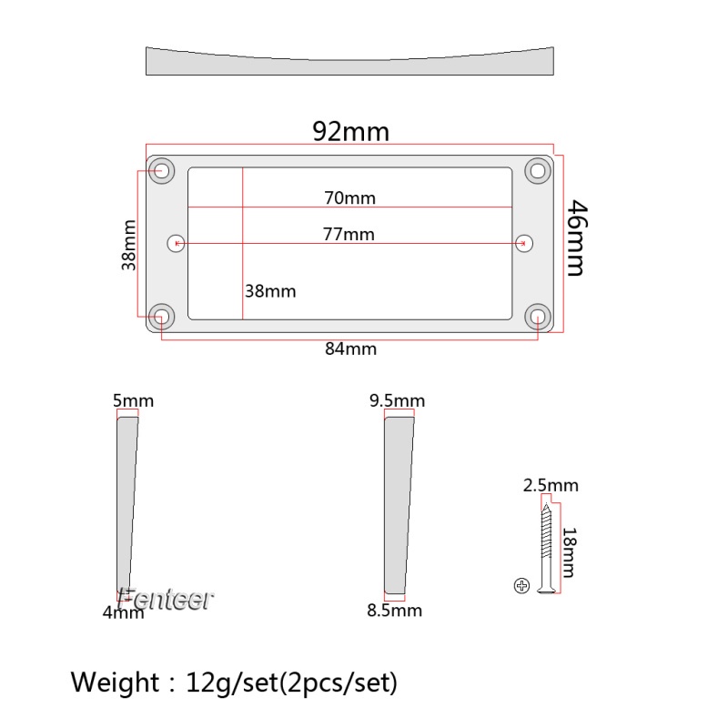 fenteer-2pcs-red-guitar-pickup-mounting-ring-surround-frame-for-lp-les-paul-guitars