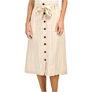 RACHEL ZOE Striped Linen Skirt