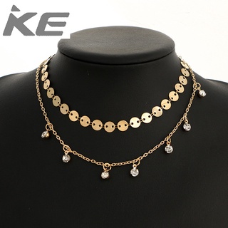 Simple short handmade sequin disc multi-necklace drop diamond necklace for girls for women lo