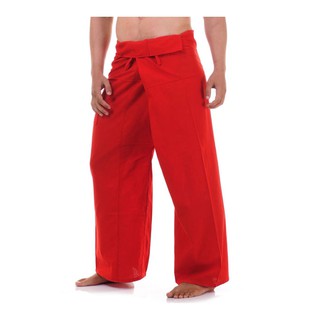 กางเกงเล ผ้าฝ้าย สีแดงพริก UNISEX Fisherman Pants