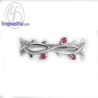 Finejewelthai-แหวนทับทิม-ทับทิม-แหวนพลอย-แหวนเงินแท้-พลอยประจำเดือนเกิด-Ruby-Silver-Ring-Birthstone-R1374rb