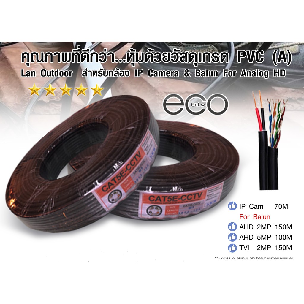 สายแลน-lan-cat5e-power-ไฟ-100-เมตร-สายแลนภายนอกคุณภาพดี