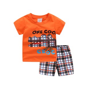 D2kids ชุดเด็กชายเสื้อสีส้มลายcocodile+กางเกง